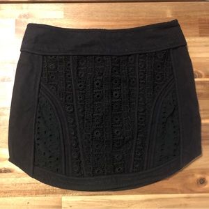 Endless Rose Black Denim Crochet Lace Mini Skirt Size Small